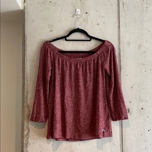 Hollister Off the Shoulder Maroon Shirt | Size M